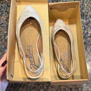 Goldie Champagne Metallic Pointed-Toe Slingback Flats